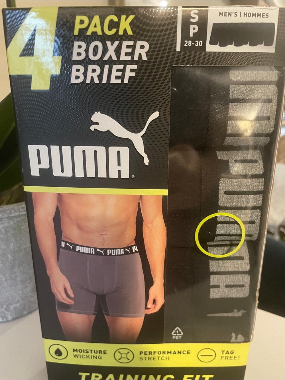 Puma Men’s Black Boxer Briefs 4-Pack – Gray Waistband Logo